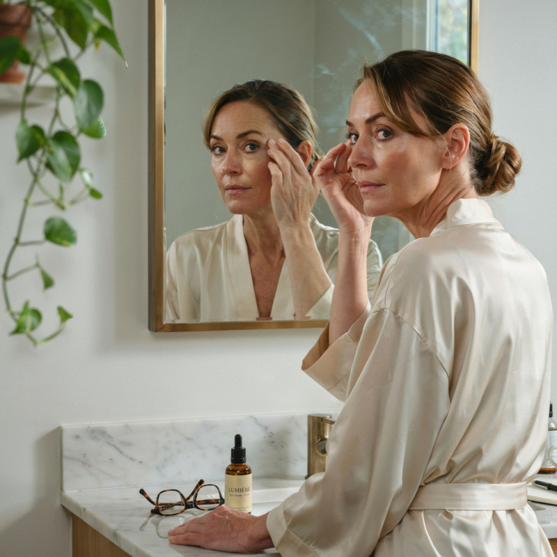 a woman considering an eyelid lift