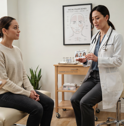 discussing facial fillers with a doctor