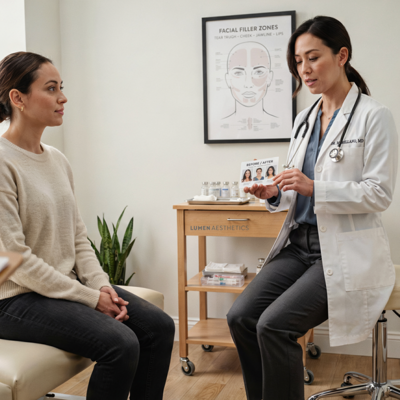 discussing facial fillers with a doctor