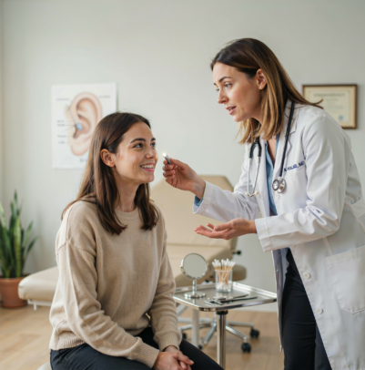 speaking to a doctor about otoplasty